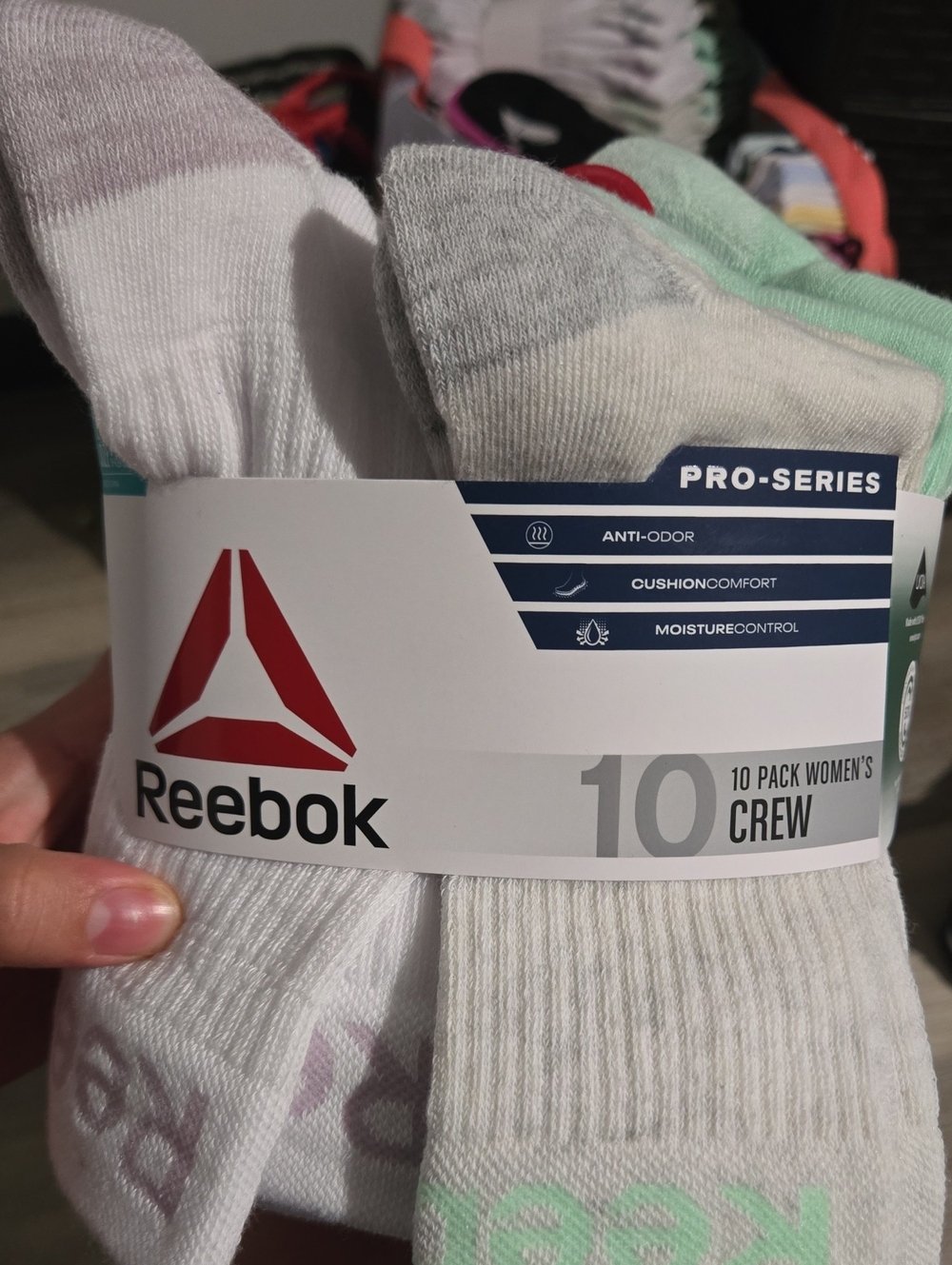 Reebok Women's Crew Socks 10-Pack — White, Gray, Mint